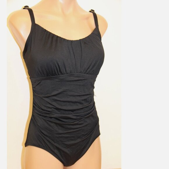 NWT Coco Reef Swimsuit Bikini 1 one piece Sz 36C Black Underwire Peasant - Picture 6 of 6